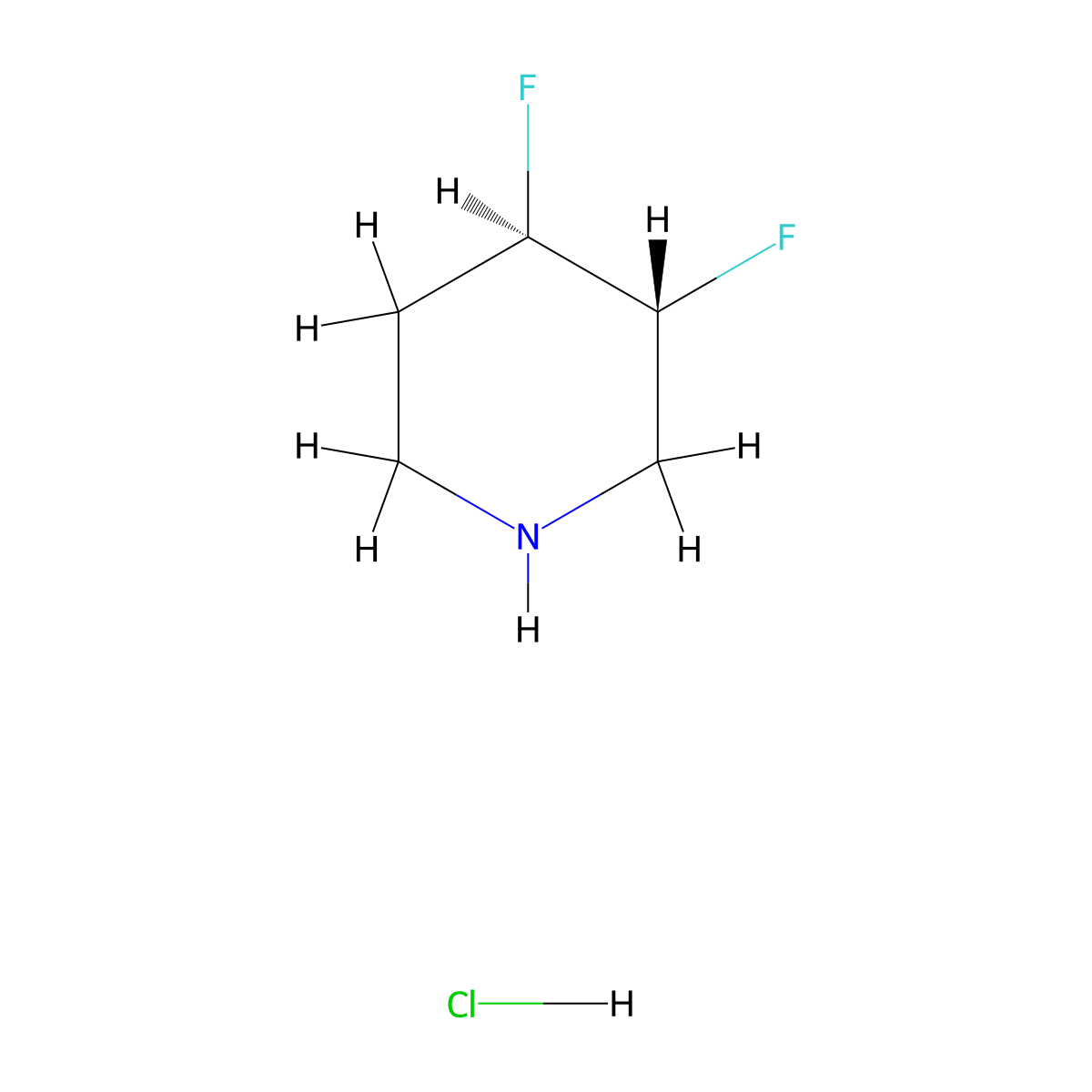 trans-3,4-Difluoropiperidine HCl molecular structure, CAS 1419101-24-8