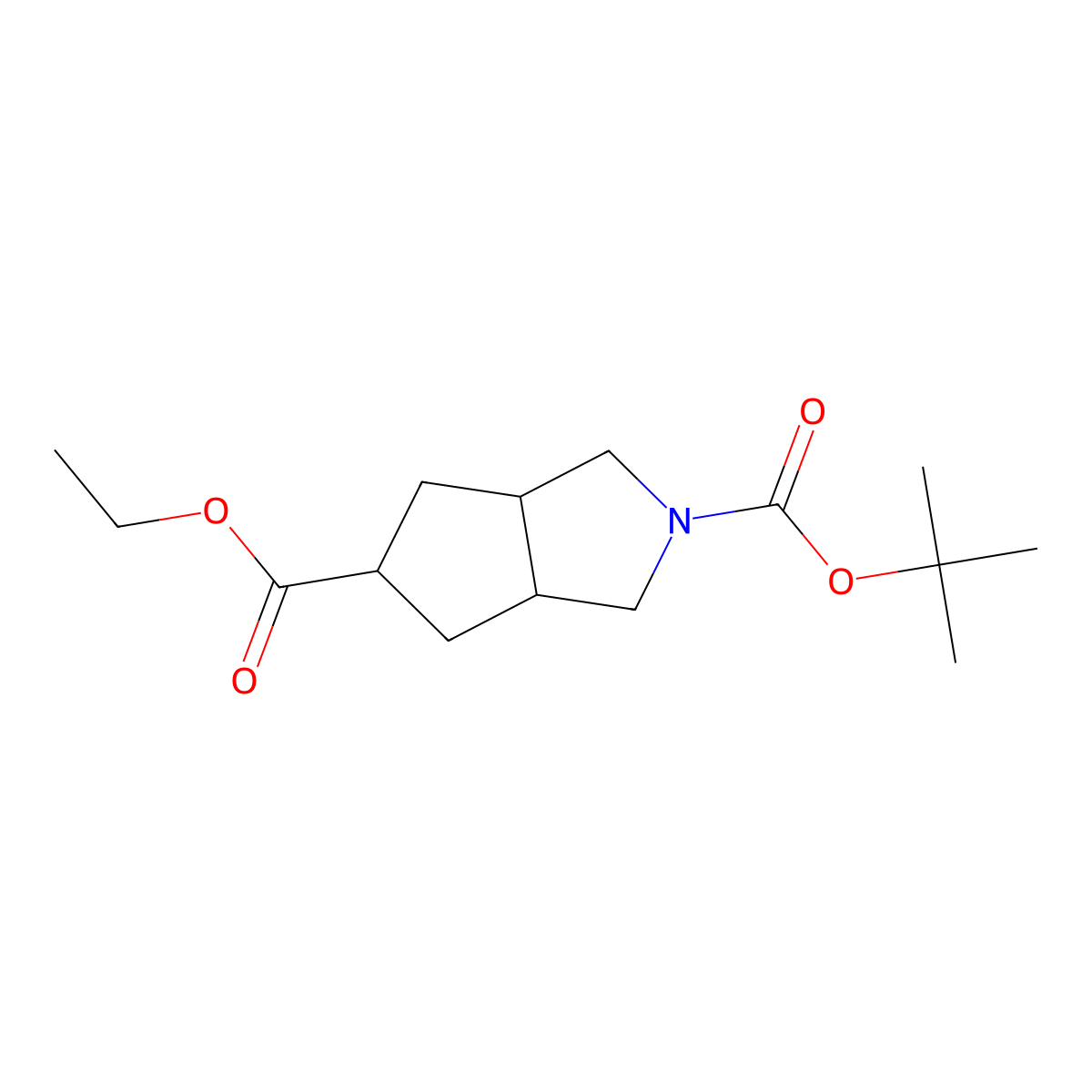 2-tert-butyl 5-ethyl hexahydrocyclopenta[c]pyrrole-2,5(1H)-dicarboxylate molecular structure, CAS 1419101-26-0