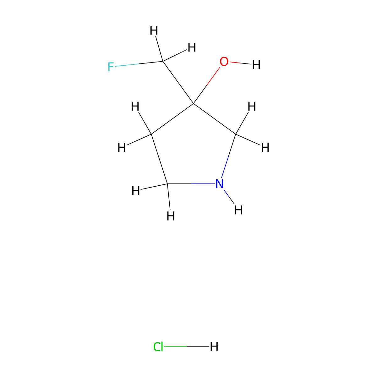 3-(Fluoromethyl)pyrrolidin-3-ol hydrochloride molecular structure, CAS 1419101-39-5