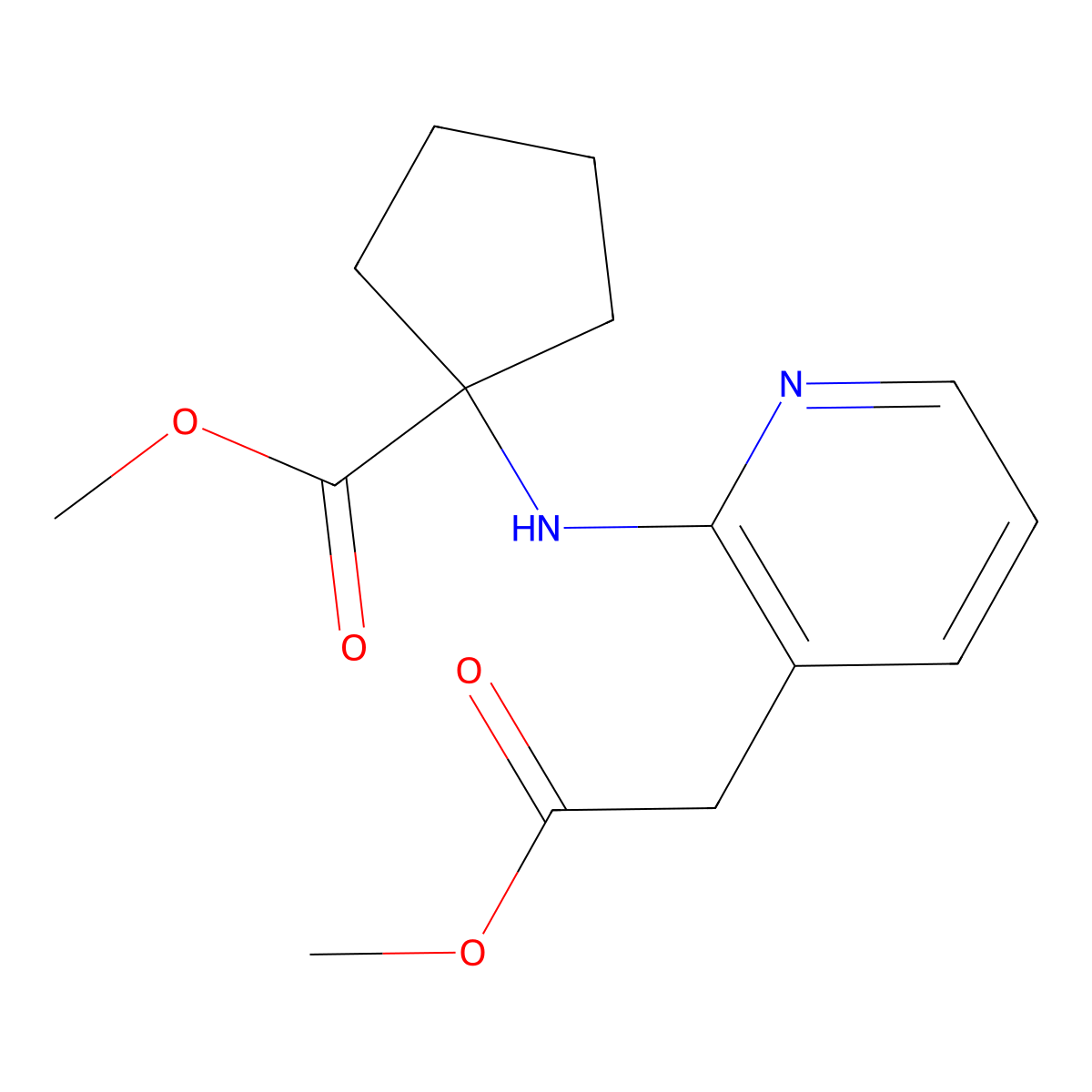 1-(3-Methoxycarbonylmethyl-pyridin-2-ylamino)-cyclopentanecarboxylic acid methyl ester molecular structure, CAS 1419101-43-1