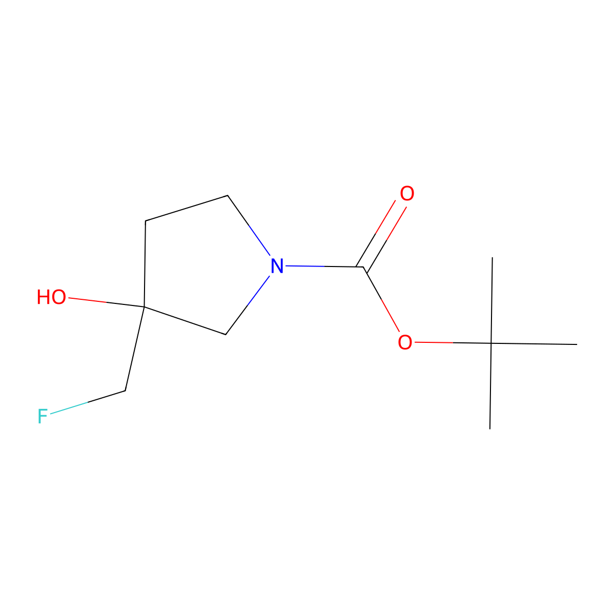 Tert-butyl 3-(fluoromethyl)-3-hydroxypyrrolidine-1-carboxylate molecular structure, CAS 1419101-44-2