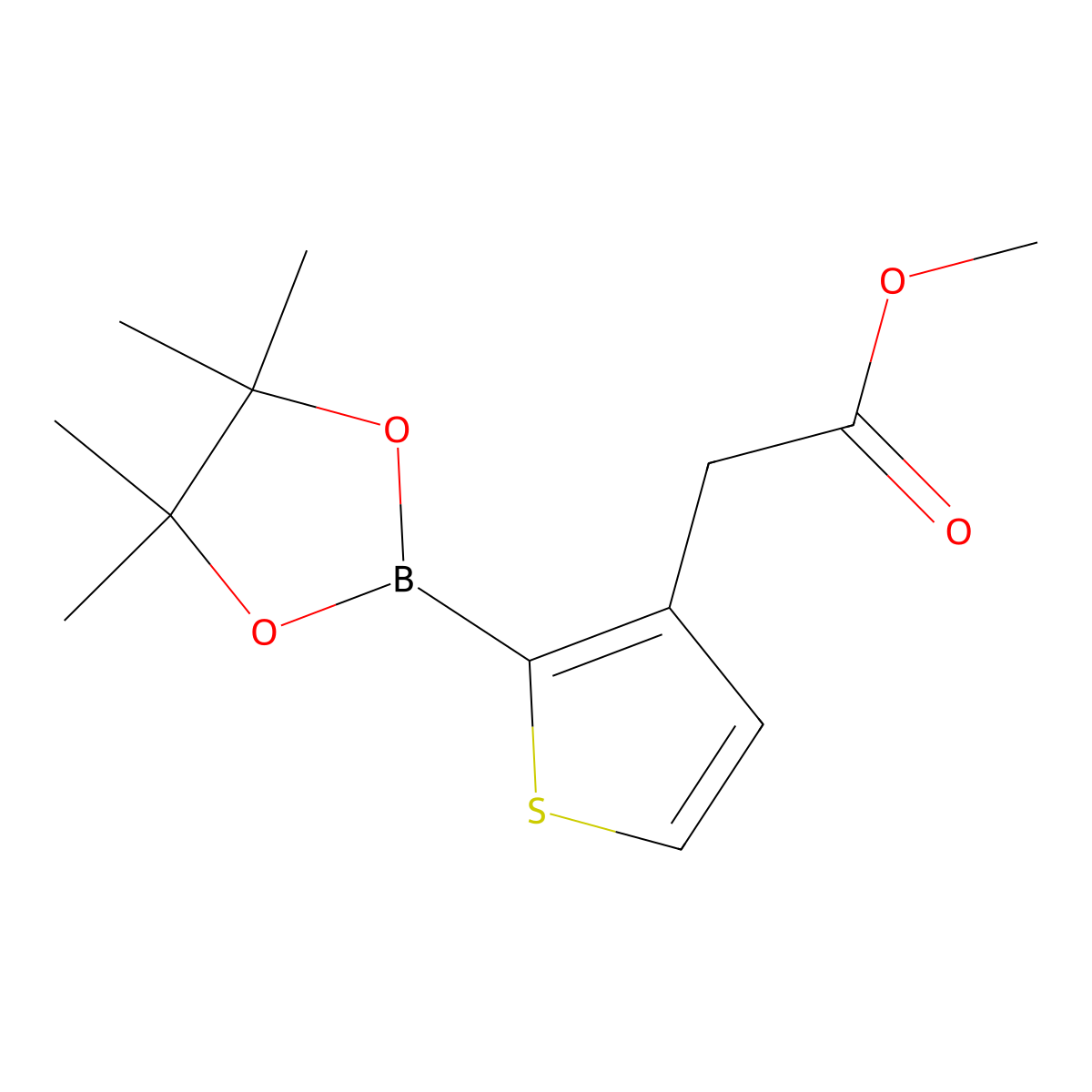 Methyl 2-[2-(tetramethyl-1,3,2-dioxaborolan-2-yl)thiophen-3-yl]acetate molecular structure, CAS 1419172-38-5
