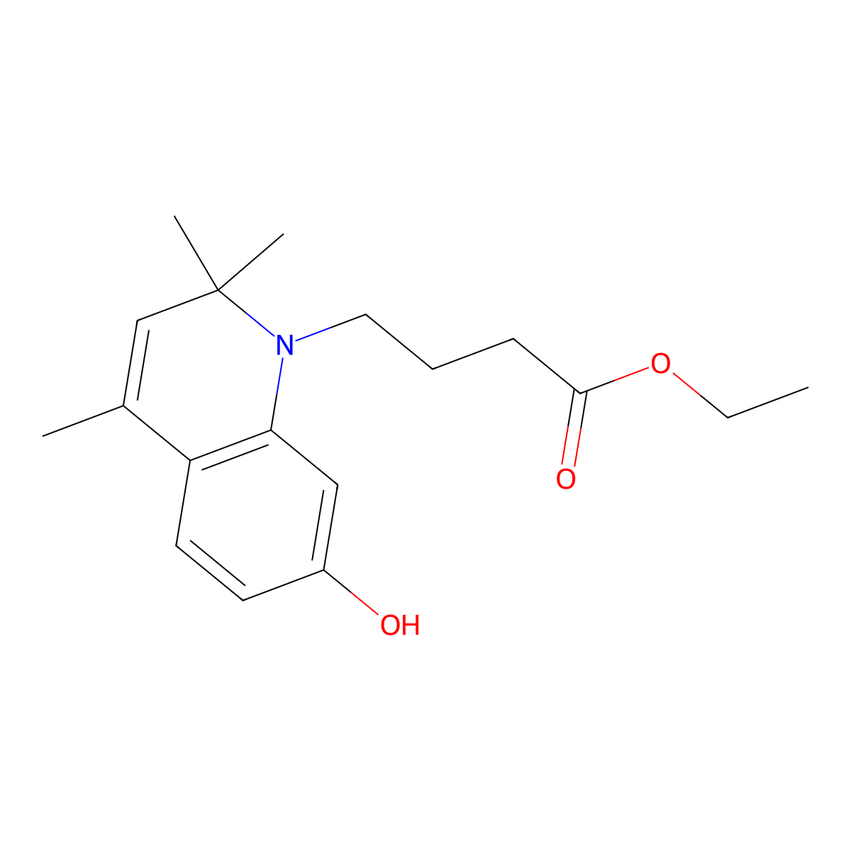 Ethyl 4-(7-hydroxy-2,2,4-trimethylquinolin-1(2H)-yl)butanoate molecular structure, CAS 1419182-48-1