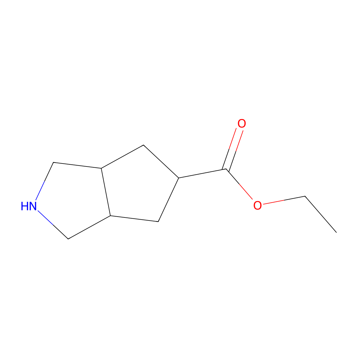 Ethyl octahydrocyclopenta[c]pyrrole-5-carboxylate molecular structure, CAS 1419209-30-5