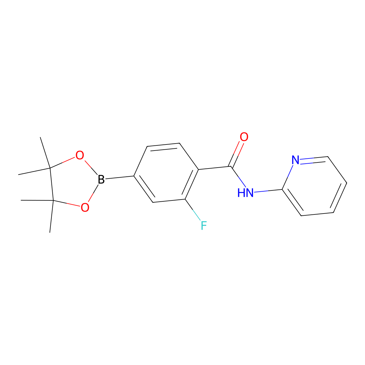 2-Fluoro-N-(pyridin-2-yl)-4-(4,4,5,5-tetramethyl-1,3,2-dioxaborolan-2-yl)benzamide molecular structure, CAS 1419221-32-1
