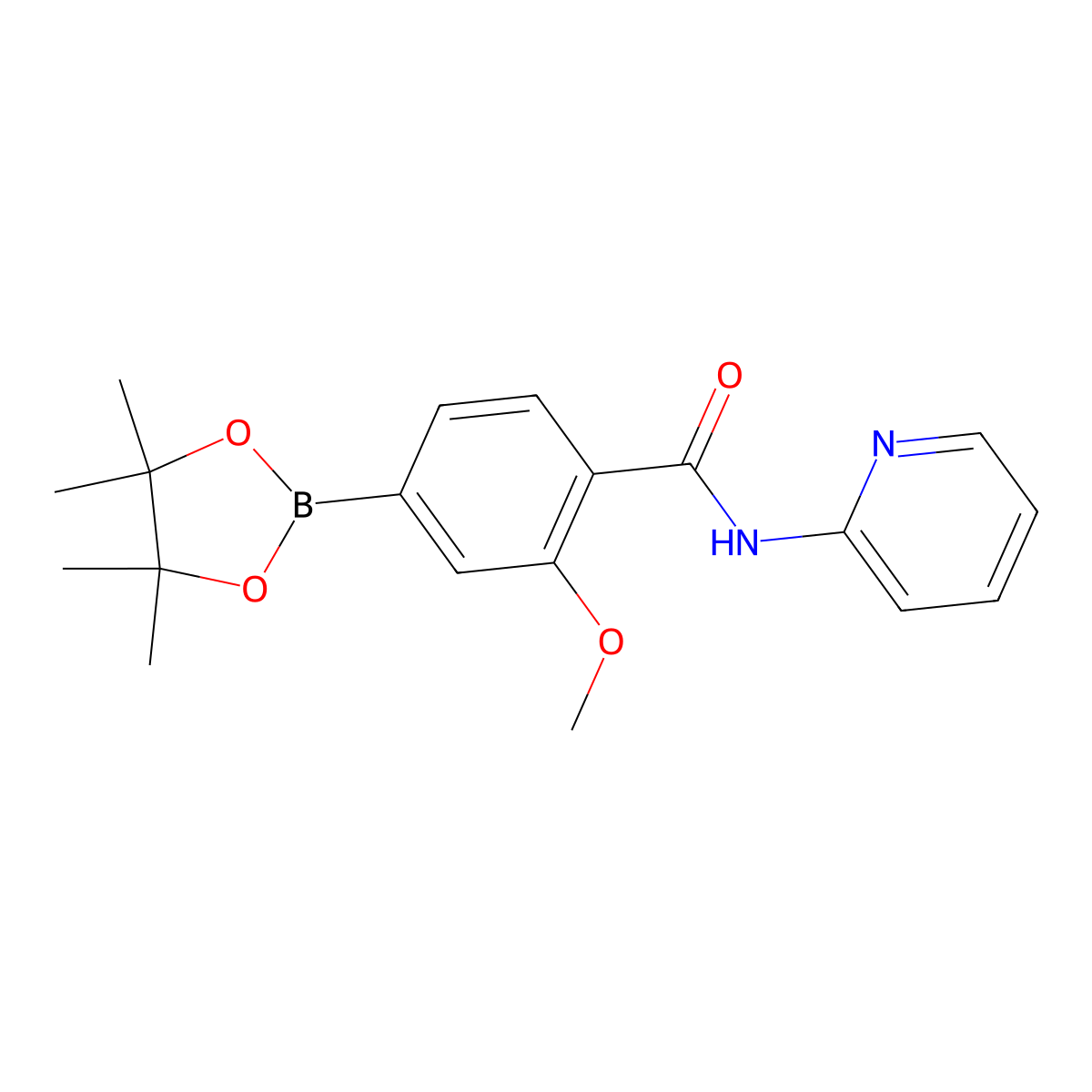 2-methoxy-N-(pyridin-2-yl)-4-(4,4,5,5-tetramethyl-1,3,2-dioxaborolan-2-yl)benzamide molecular structure, CAS 1419221-33-2