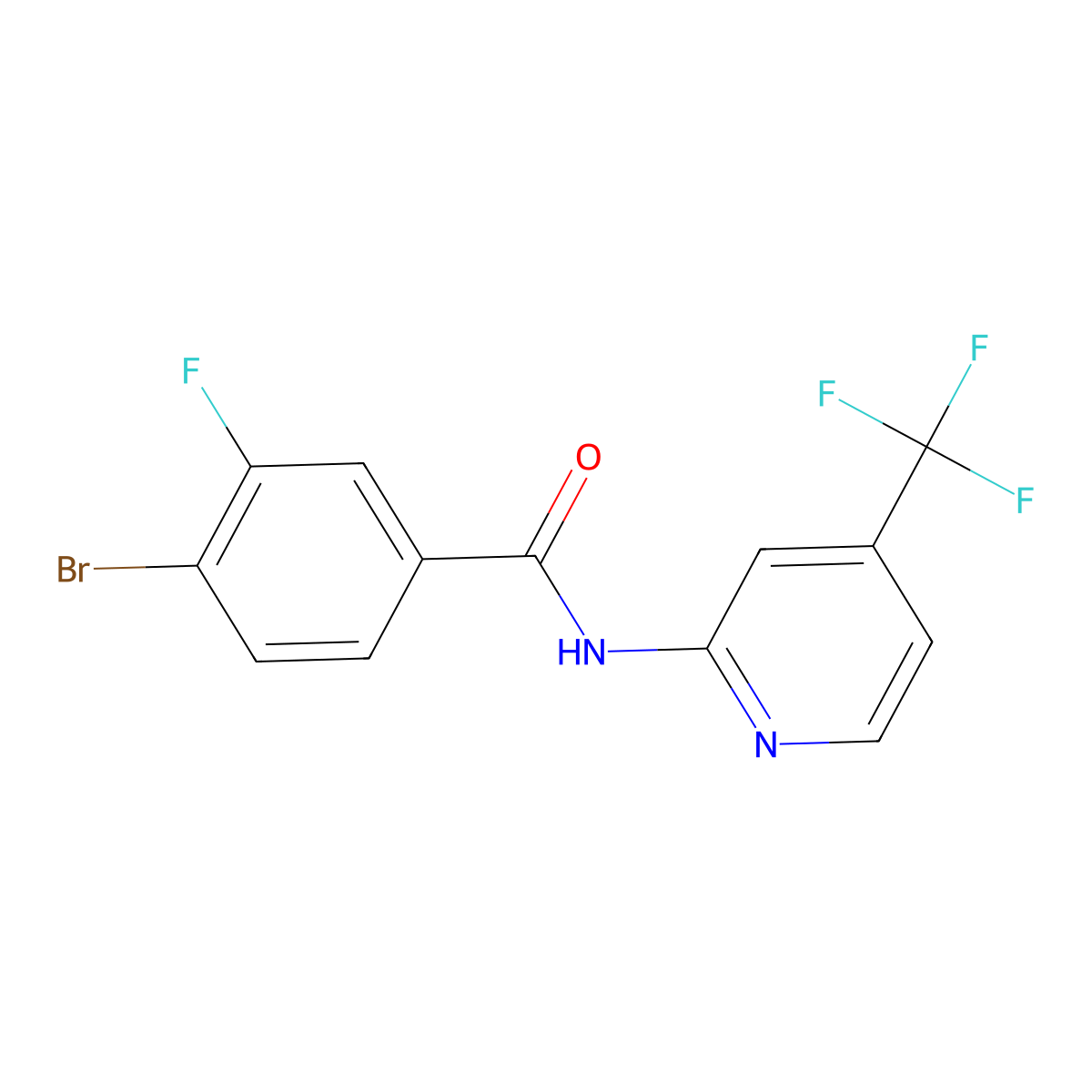 4-bromo-3-fluoro-N-(4-(trifluoromethyl)pyridin-2-yl)benzamide molecular structure, CAS 1419221-61-6