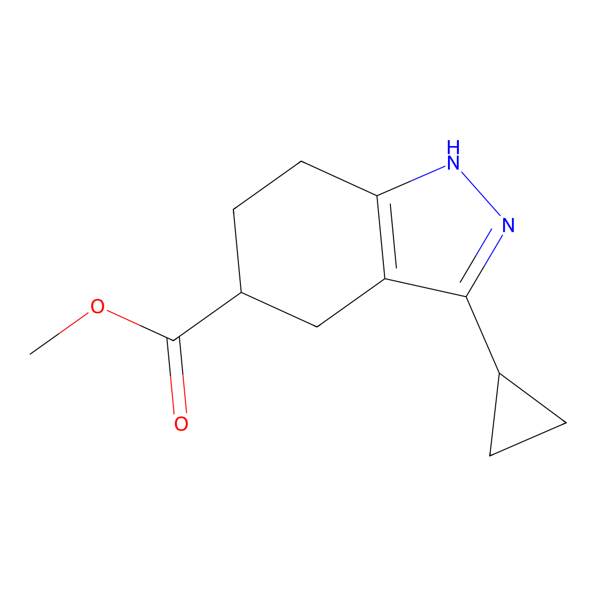 Methyl 3-cyclopropyl-4,5,6,7-tetrahydro-1H-indazole-5-carboxylate molecular structure, CAS 1419222-80-2