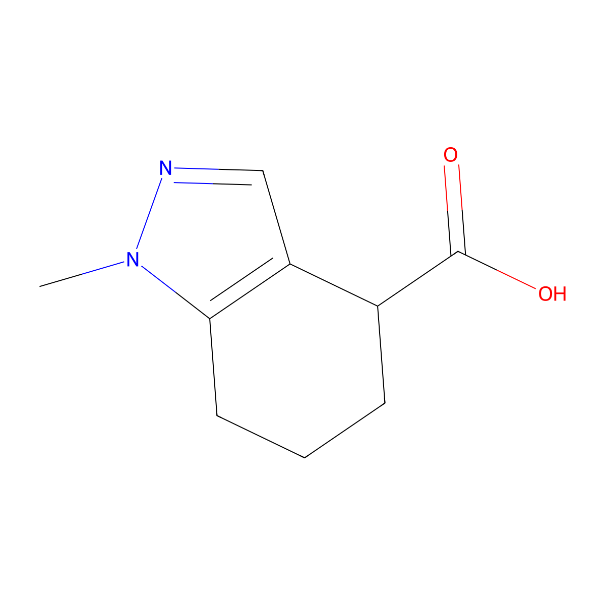 1-methyl-4,5,6,7-tetrahydro-1H-indazole-4-carboxylic acid molecular structure, CAS 1419222-86-8