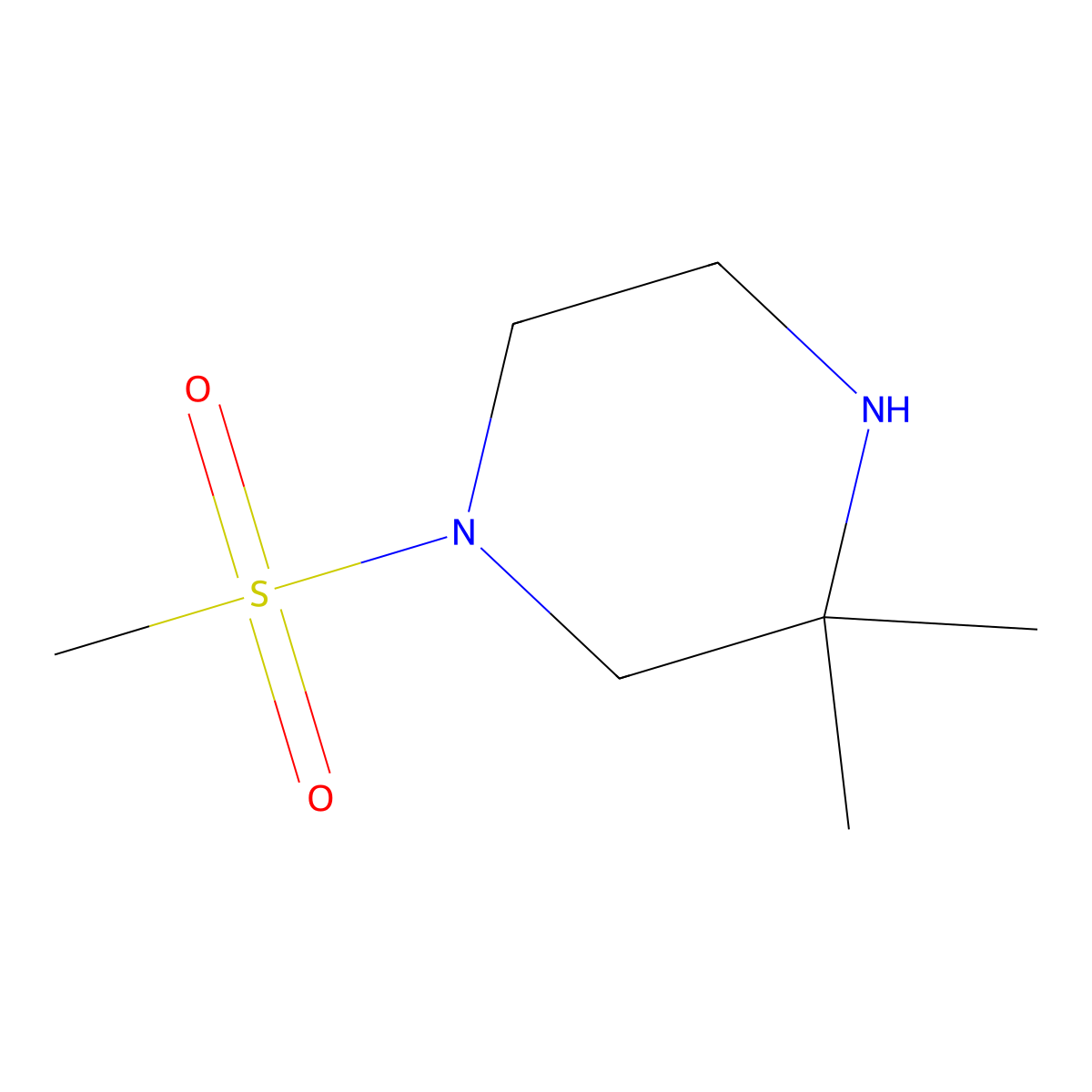 1-Methanesulfonyl-3,3-dimethylpiperazine molecular structure, CAS 141923-89-9
