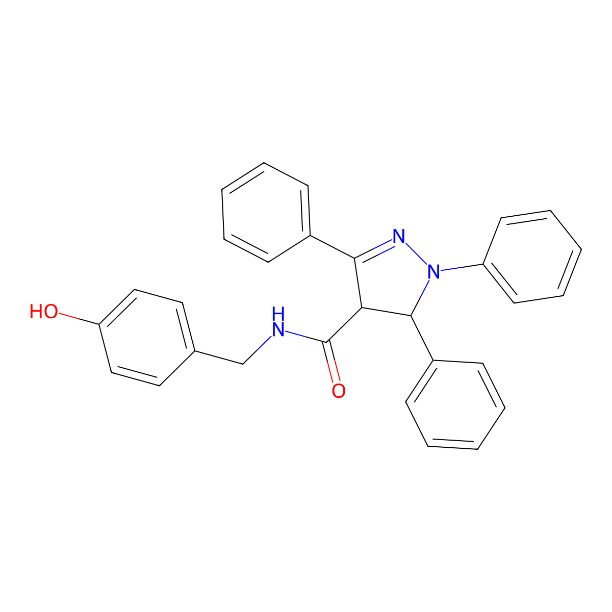 N-(4-Hydroxybenzyl)-1,3,5-triphenyl-4,5-dihydro-1H-pyrazole-4-carboxamide molecular structure, CAS 1419258-63-1