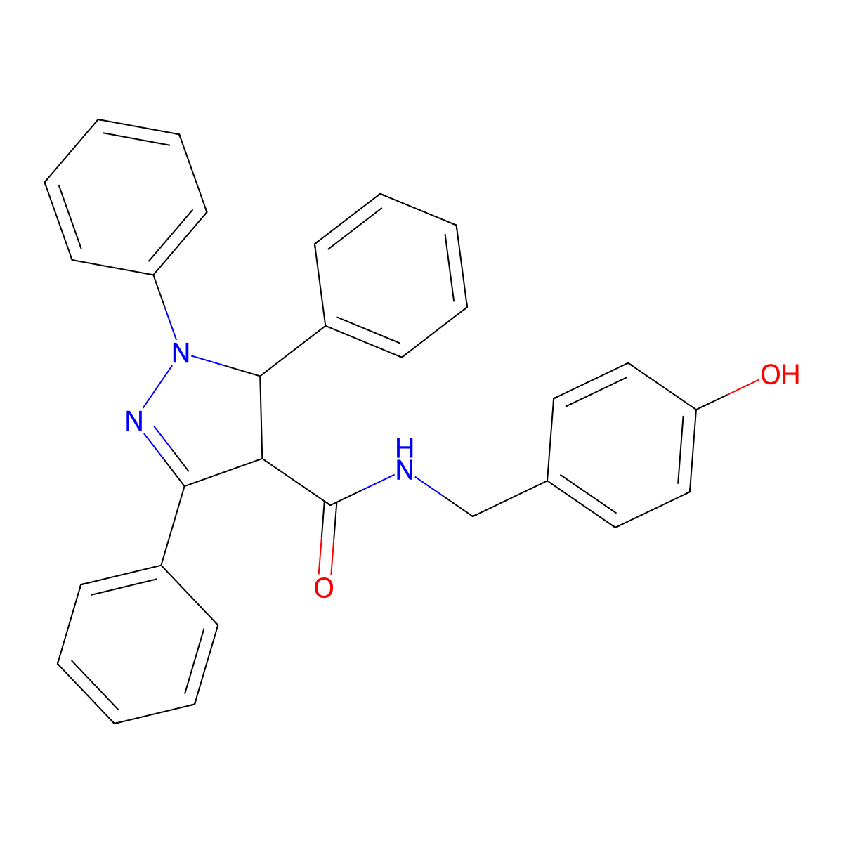 N-(4-Hydroxybenzyl)-1,3,5-triphenyl-4,5-dihydro-1H-pyrazole-4-carboxamide molecular structure, CAS 1419258-63-1