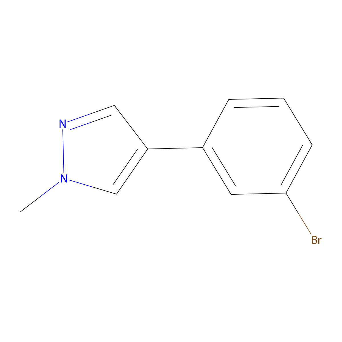 4-(3-bromophenyl)-1-methyl-1H-pyrazole molecular structure, CAS 141938-40-1