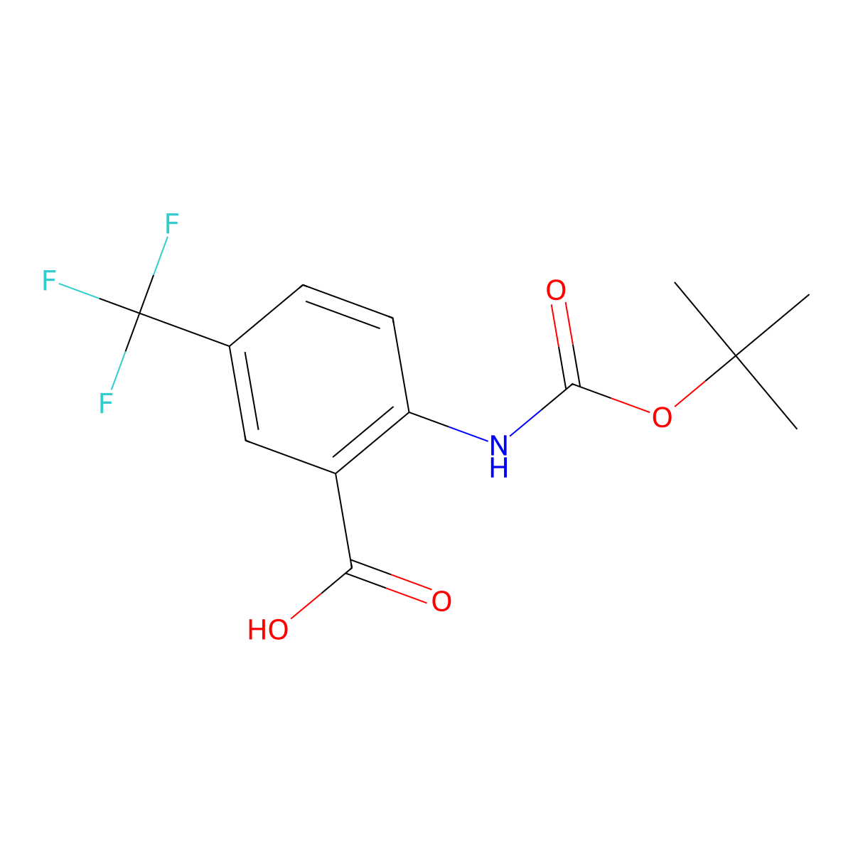 2-((tert-Butoxycarbonyl)amino)-5-(trifluoromethyl)benzoic acid molecular structure, CAS 141940-29-6