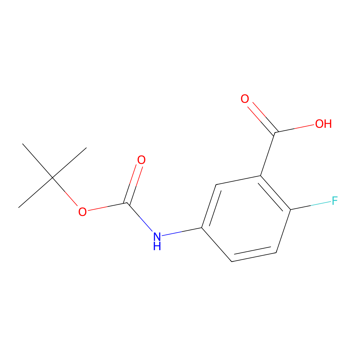 5-((tert-Butoxycarbonyl)amino)-2-fluorobenzoic acid molecular structure, CAS 141940-32-1