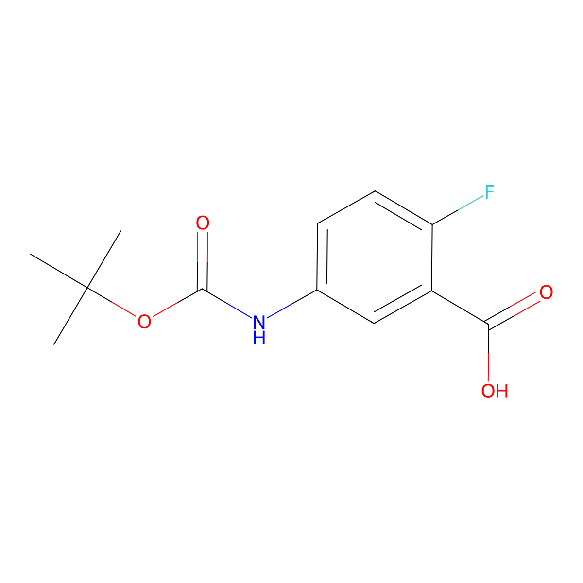 5-((tert-Butoxycarbonyl)amino)-2-fluorobenzoic acid molecular structure, CAS 141940-32-1