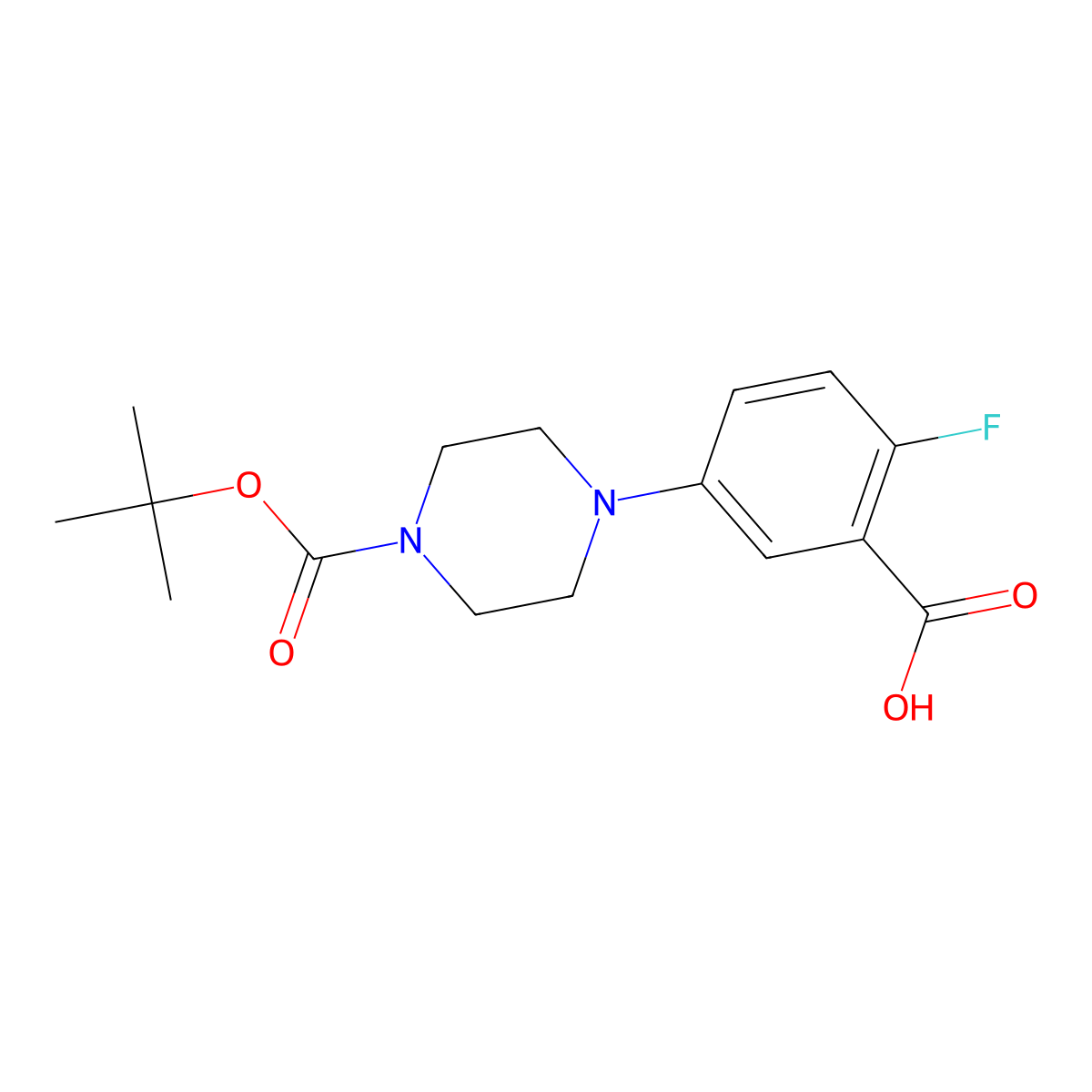 5-{4-[(Tert-butoxy)carbonyl]piperazin-1-yl}-2-fluorobenzoic acid molecular structure, CAS 141940-35-4