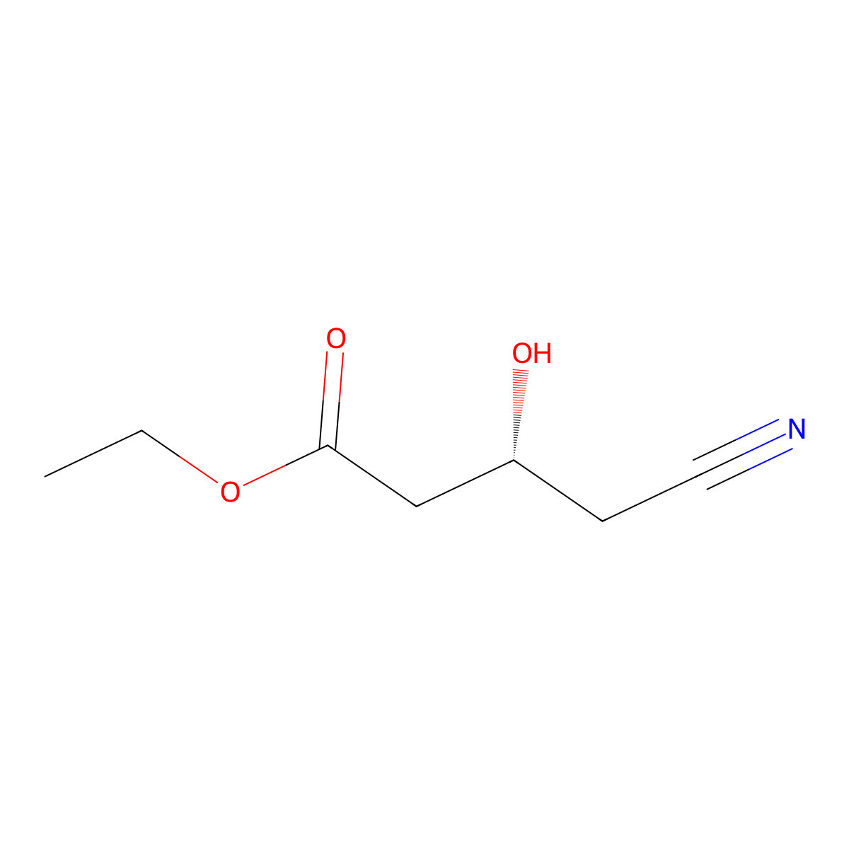 Ethyl (3R)-4-cyano-3-hydroxybutanoate molecular structure, CAS 141942-85-0