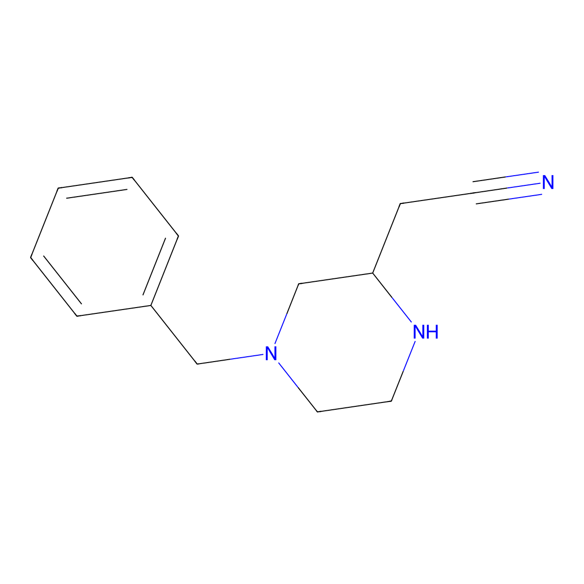 2-(4-Benzylpiperazin-2-yl)acetonitrile molecular structure, CAS 141944-74-3
