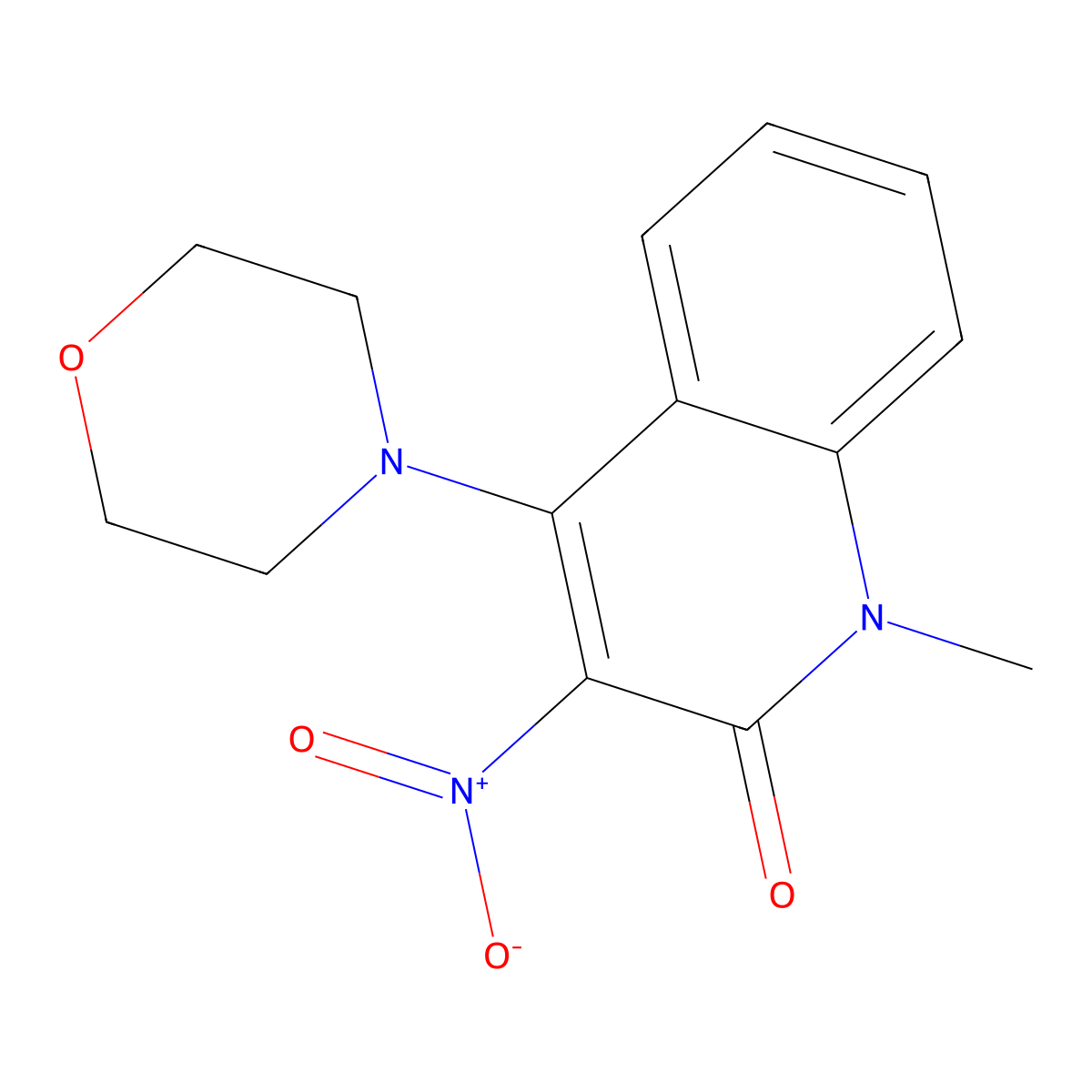 1-Methyl-4-morpholin-4-yl-3-nitroquinolin-2-one molecular structure, CAS 141945-55-3