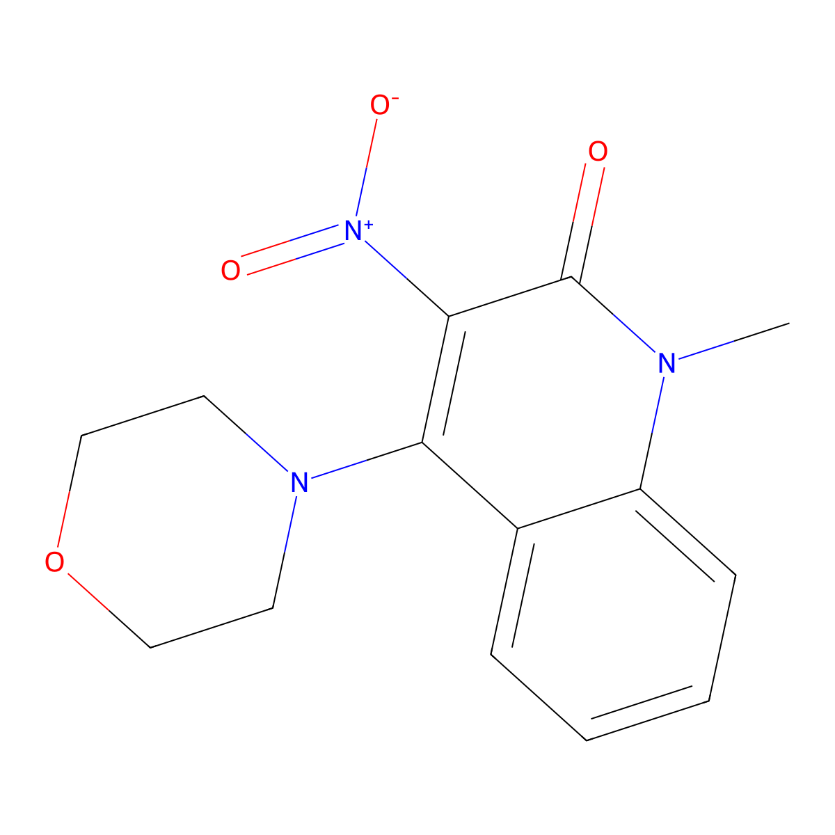 1-Methyl-4-morpholin-4-yl-3-nitroquinolin-2-one molecular structure, CAS 141945-55-3