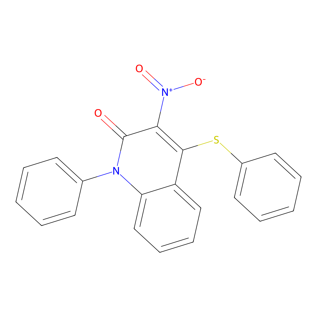 3-Nitro-1-phenyl-4-phenylsulfanylquinolin-2-one molecular structure, CAS 141945-66-6