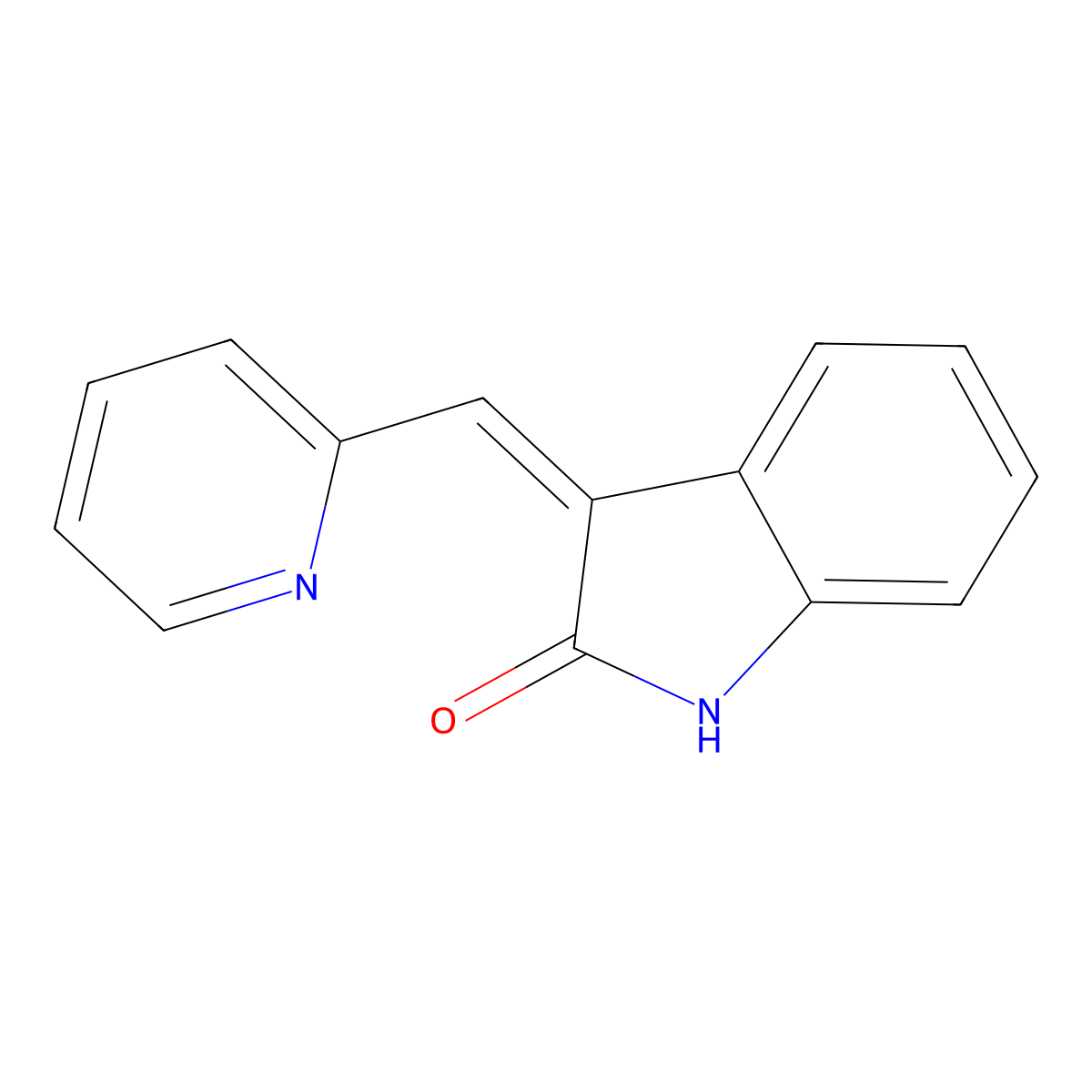 3-(pyridin-2-ylmethylidene)-1H-indol-2-one molecular structure, CAS 141946-34-1