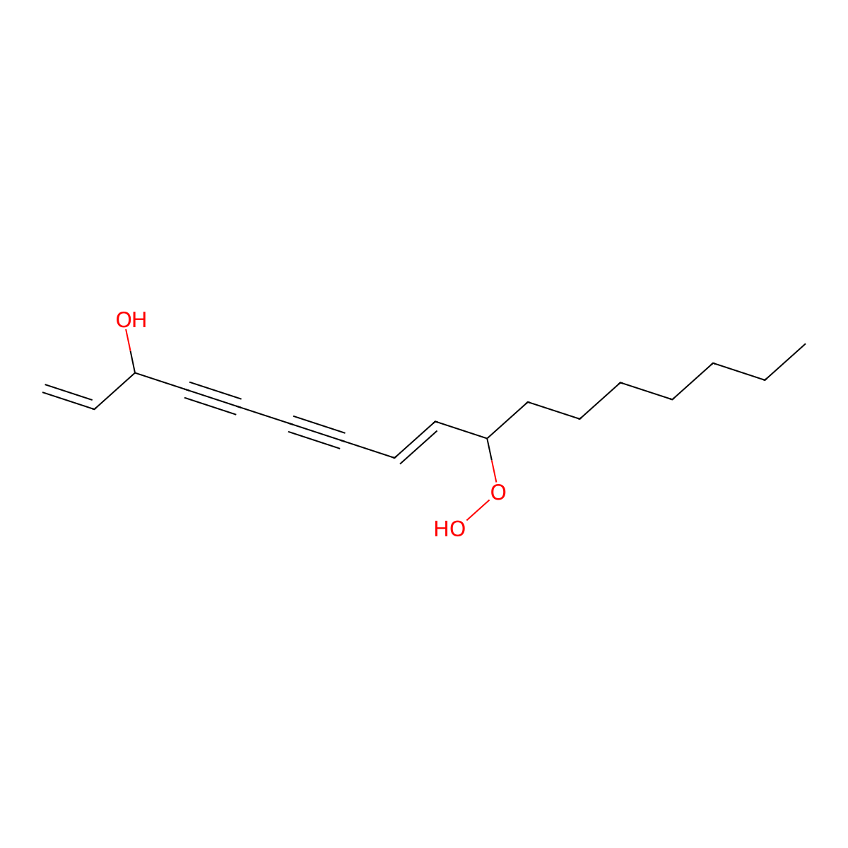 (3R,10S,8E)-10-Hydroperoxy-1,8-heptadecadiene-4,6-diyn-3-ol molecular structure, CAS 141947-42-4
