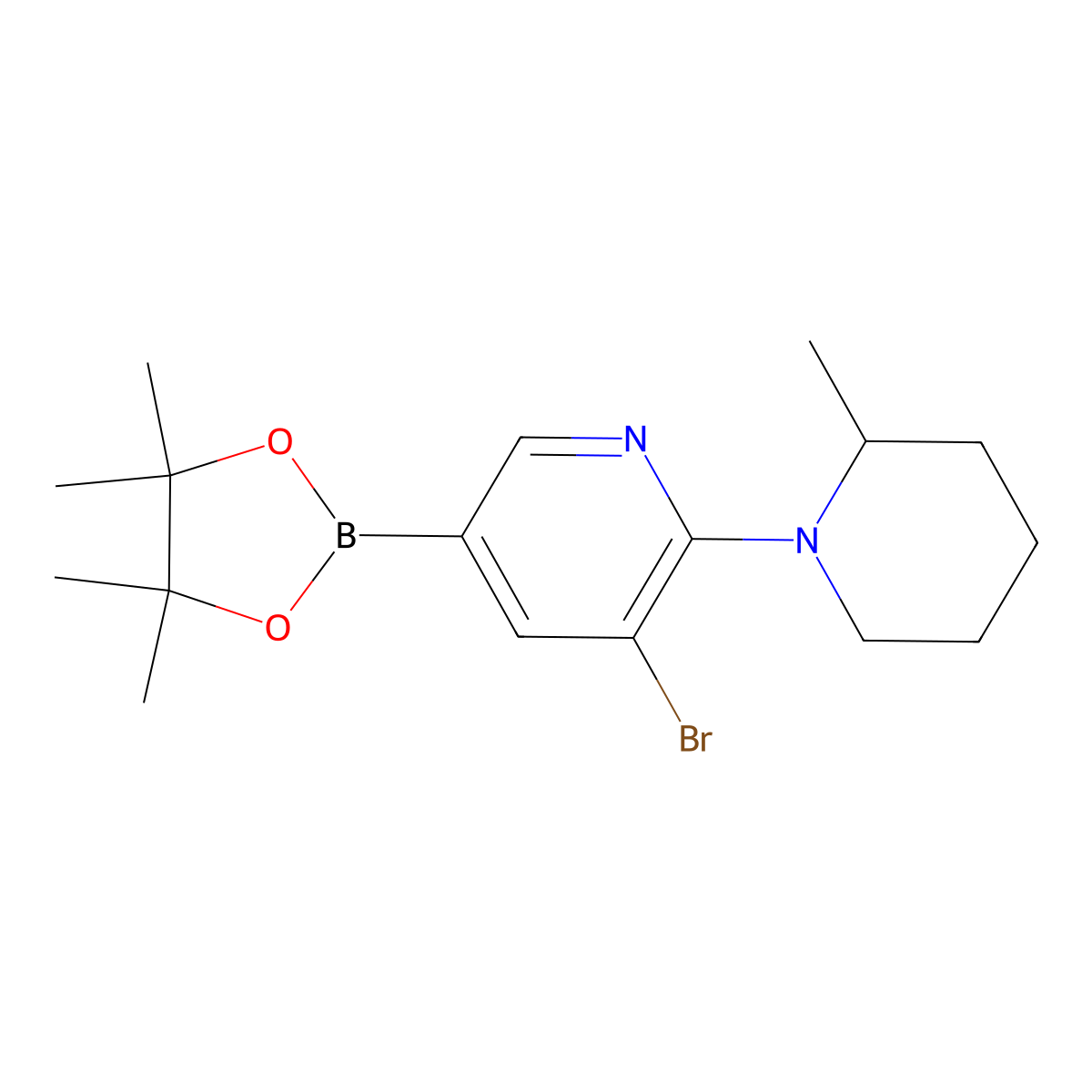 5-Bromo-6-(2-methylpiperidin-1-yl)pyridine-3-boronic acid pinacol ester molecular structure, CAS 1419478-33-3