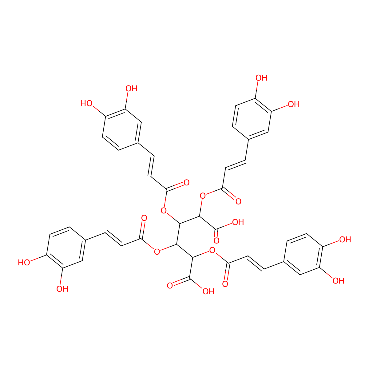 (2R,3S,4S,5S)-2,3,4,5-Tetrakis(((E)-3-(3,4-dihydroxyphenyl)acryloyl)oxy)hexanedioic acid molecular structure, CAS 1419478-52-6