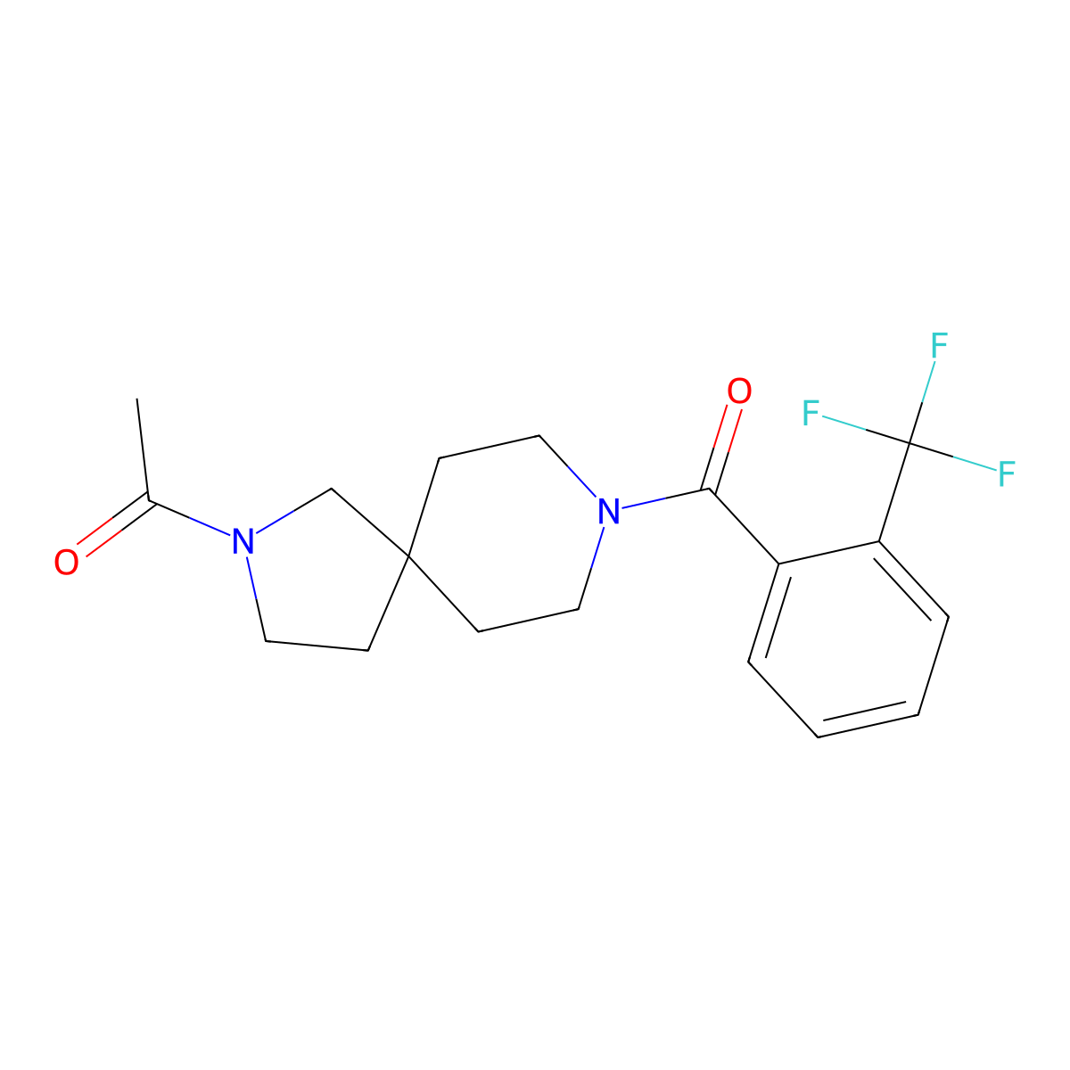 1-(8-(2-(Trifluoromethyl)benzoyl)-2,8-diazaspiro[4.5]decan-2-yl)ethanone molecular structure, CAS 1419534-80-7