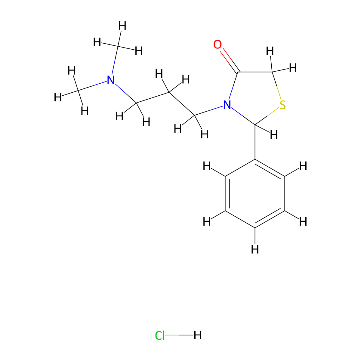 2-phenyl-3-(N,N-dimethylaminopropyl)-1,3-thiazolidin-4-one molecular structure, CAS 141955-94-4