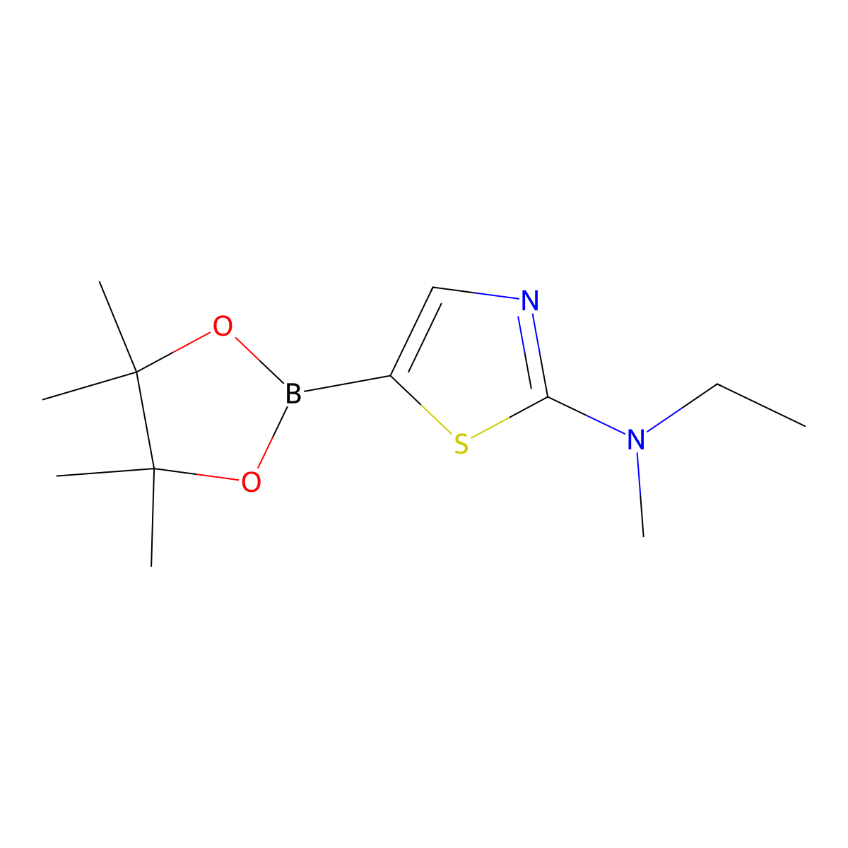 2-(Methylethylamino)thiazole-5-boronic acid pinacol ester molecular structure, CAS 1419551-87-3