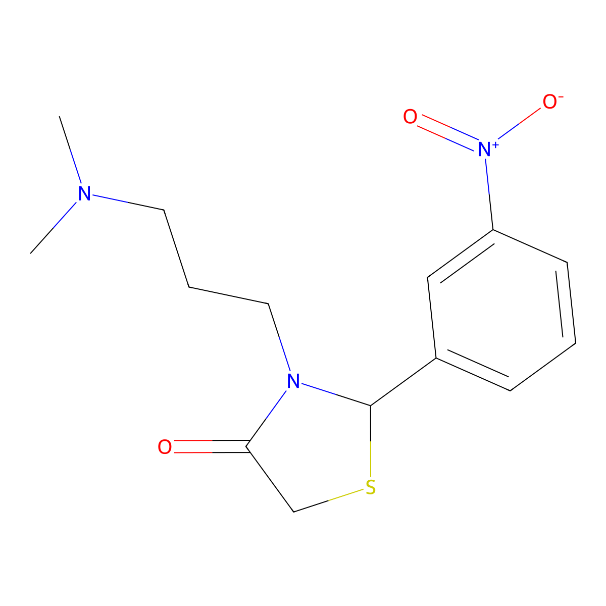 3-[3-(Dimethylamino)propyl]-2-(3-nitrophenyl)-1,3-thiazolidin-4-one molecular structure, CAS 141956-25-4
