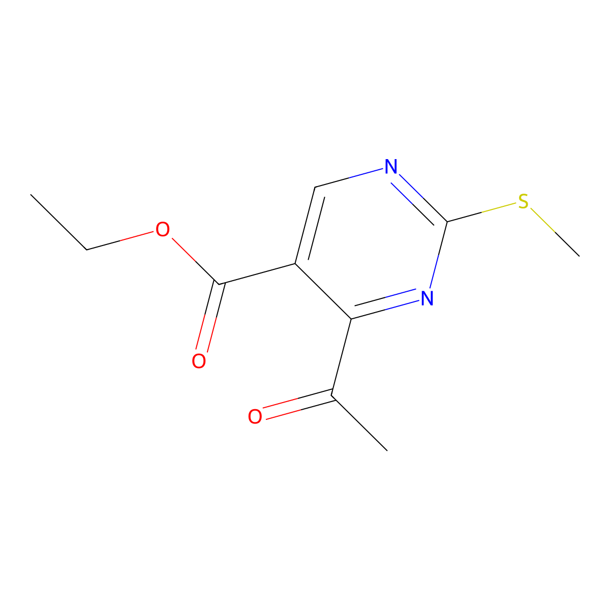 Ethyl 4-acetyl-2-(methylthio)pyrimidine-5-carboxylate molecular structure, CAS 1419580-23-6