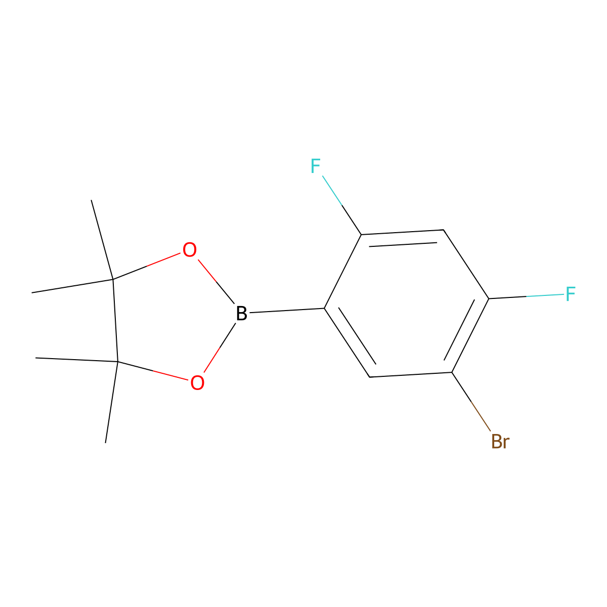 2,4-Difluoro-5-bromophenylboronic acid piancol ester molecular structure, CAS 1419602-18-8