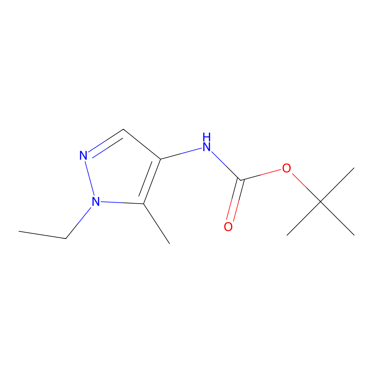 N-Boc-1-ethyl-5-methyl-1H-pyrazol-4-amine molecular structure, CAS 1419610-67-5