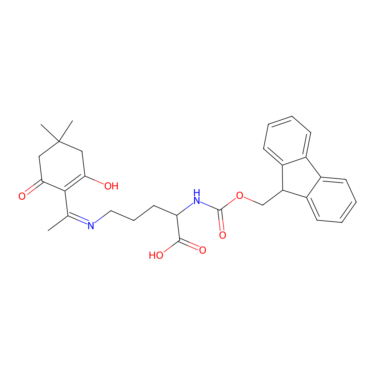 Fmoc-D-Orn(Dde)-OH molecular structure, CAS 1419640-31-5
