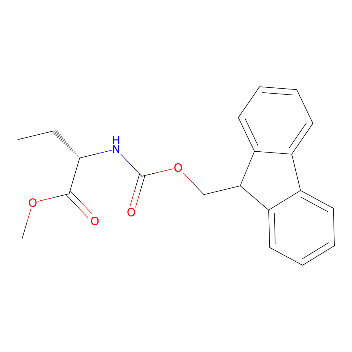 Methyl (2S)-2-{[(9H-fluoren-9-ylmethoxy)carbonyl]amino}butanoate molecular structure, CAS 141970-92-5