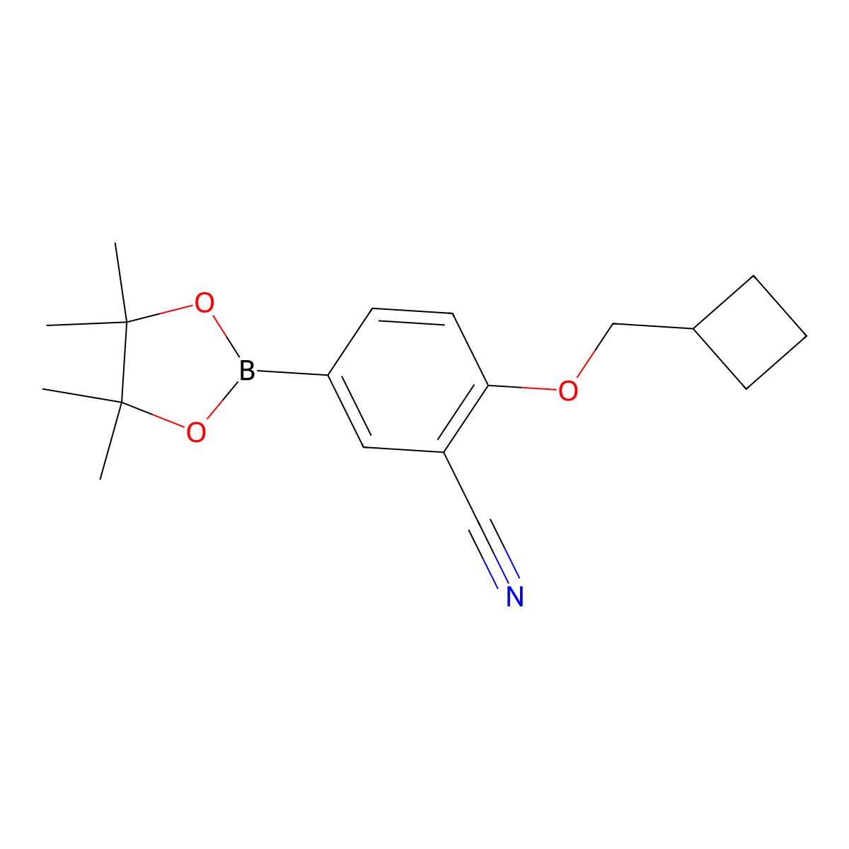 2-(Cyclobutylmethoxy)-5-(4,4,5,5-tetramethyl-1,3,2-dioxaborolan-2-yl)benzonitrile molecular structure, CAS 1419748-46-1