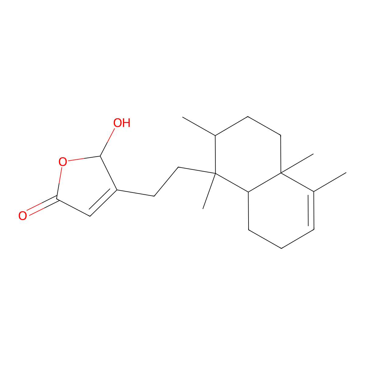 3-[2-[(1S,2R,4Ar,8aR)-1,2,4a,5-tetramethyl-2,3,4,7,8,8a-hexahydronaphthalen-1-yl]ethyl]-2-hydroxy-2H-furan-5-one molecular structure, CAS 141979-19-3
