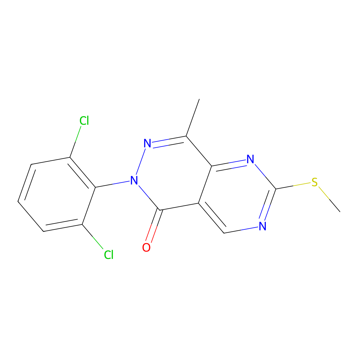 6-(2,6-Dichlorophenyl)-8-methyl-2-(methylthio)pyrimido[4,5-D]pyridazin-5(6H)-one molecular structure, CAS 1419794-21-0