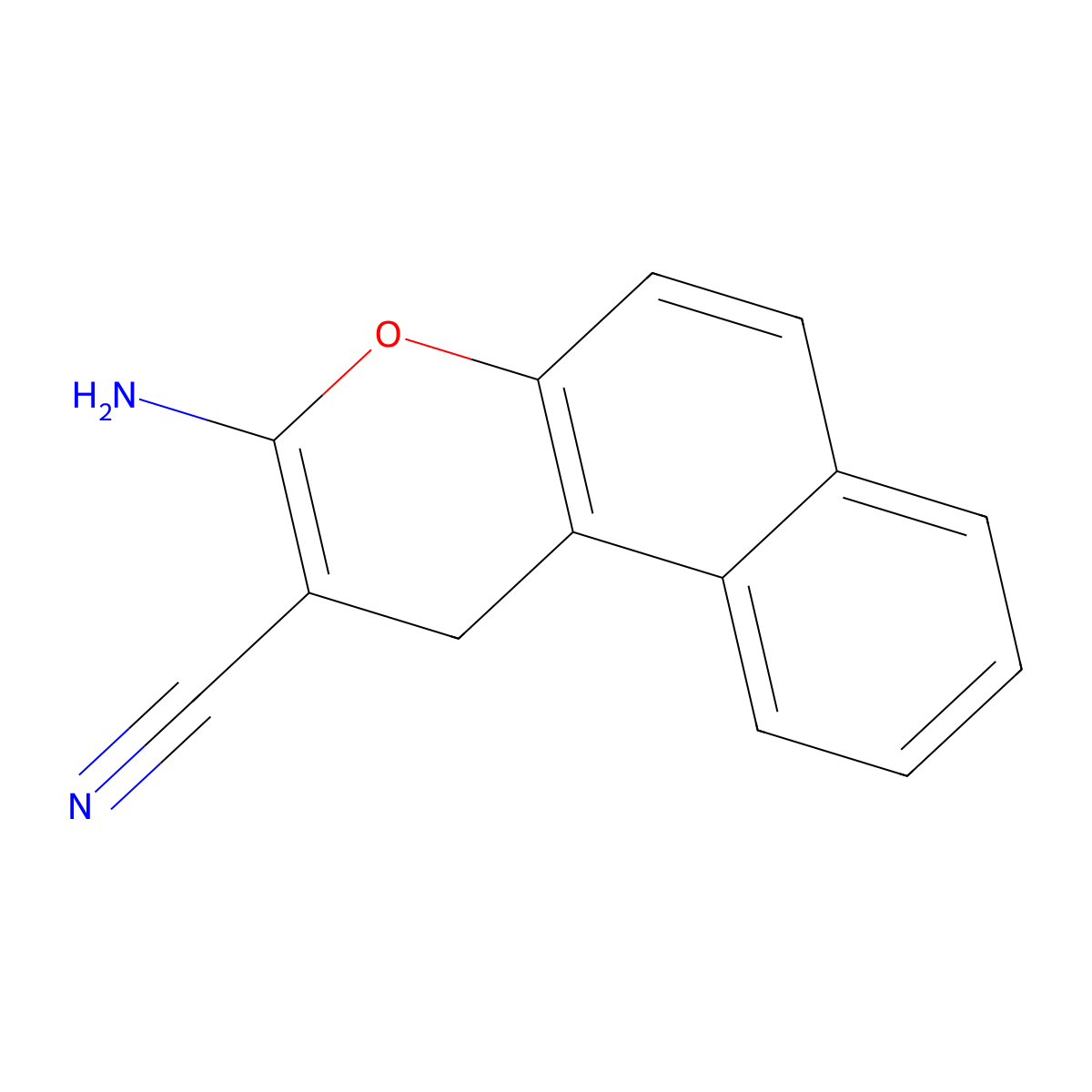 3-amino-1H-benzo[f]chromene-2-carbonitrile molecular structure, CAS 141987-72-6