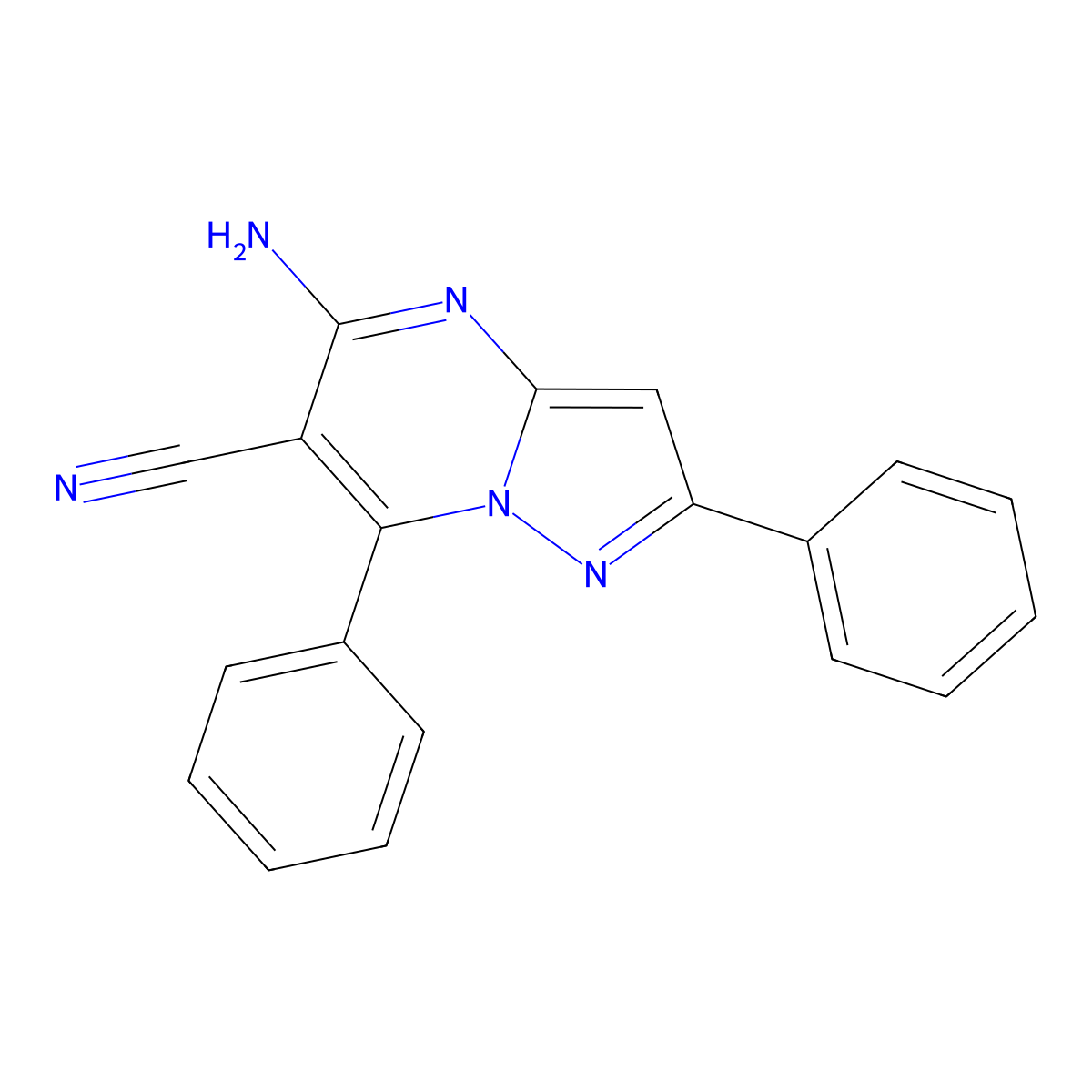 5-Amino-2,7-diphenylpyrazolo[1,5-a]pyrimidine-6-carbonitrile molecular structure, CAS 141987-77-1