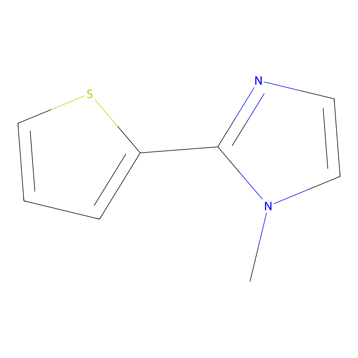 1-Methyl-2-(thiophen-2-yl)-1H-imidazole molecular structure, CAS 141989-36-8