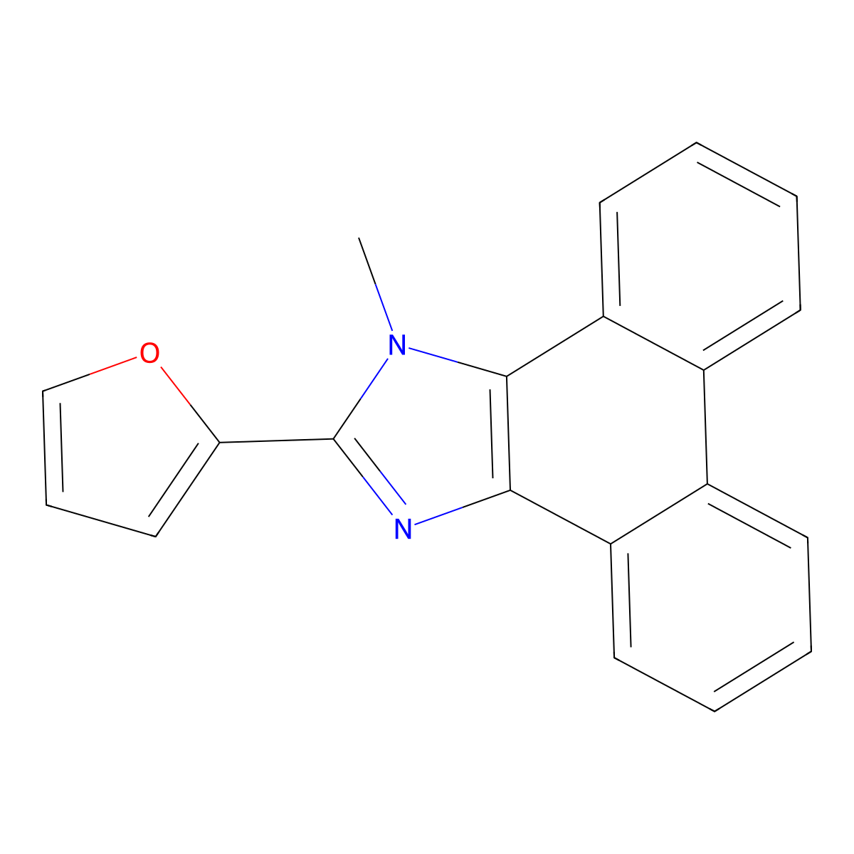 2-(Furan-2-yl)-3-methylphenanthro[9,10-d]imidazole molecular structure, CAS 141989-40-4