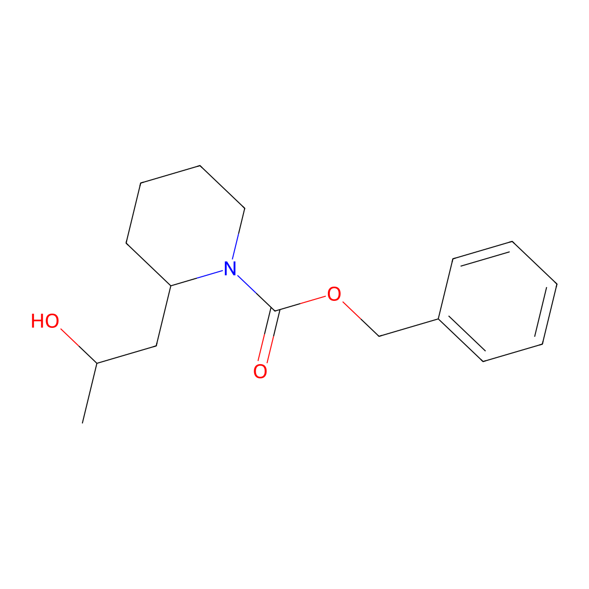 Benzyl 2-(2-hydroxypropyl)piperidine-1-carboxylate molecular structure, CAS 14199-09-8