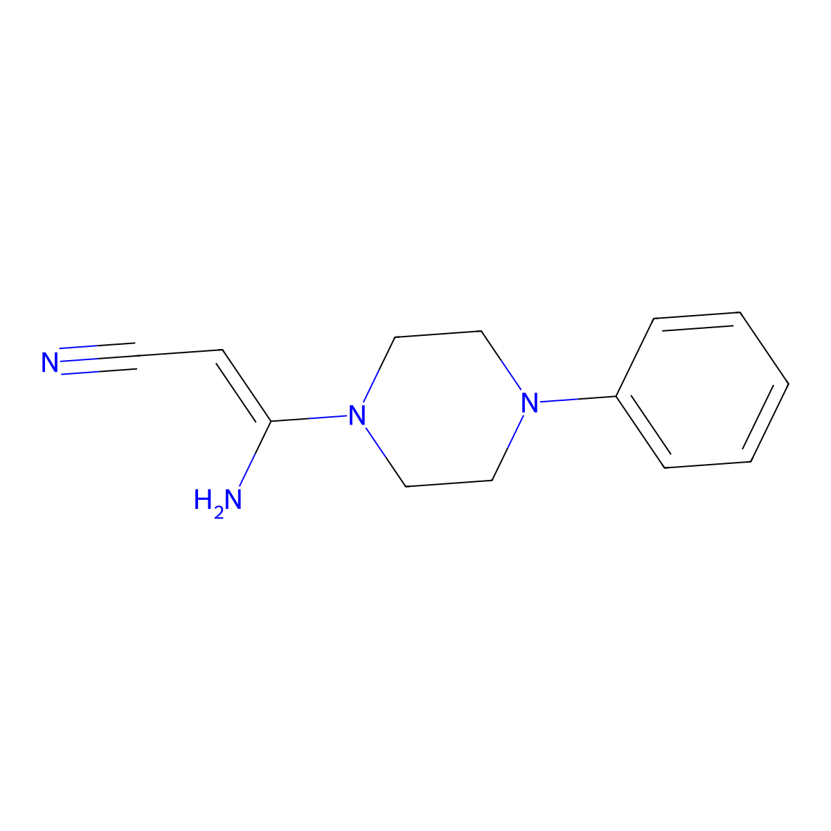 3-Amino-3-(4-phenylpiperazino)acrylonitrile molecular structure, CAS 141991-47-1