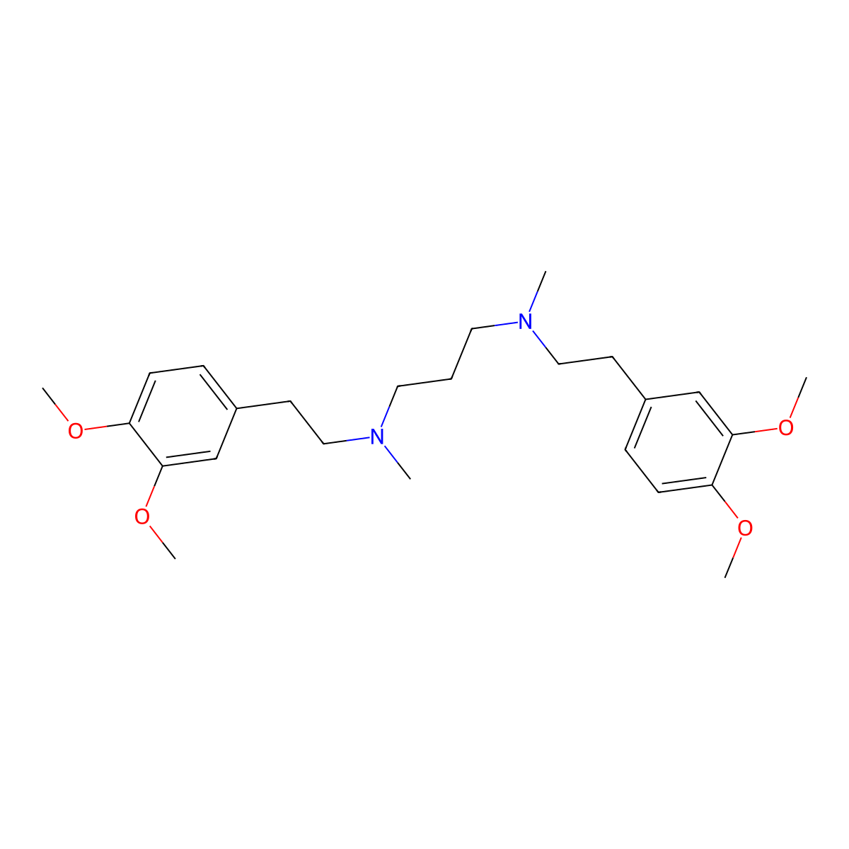 N,N'-Bis(2-(3,4-dimethoxyphenyl)ethyl)-N,N'-dimethylpropane-1,3-diamine molecular structure, CAS 141991-88-0