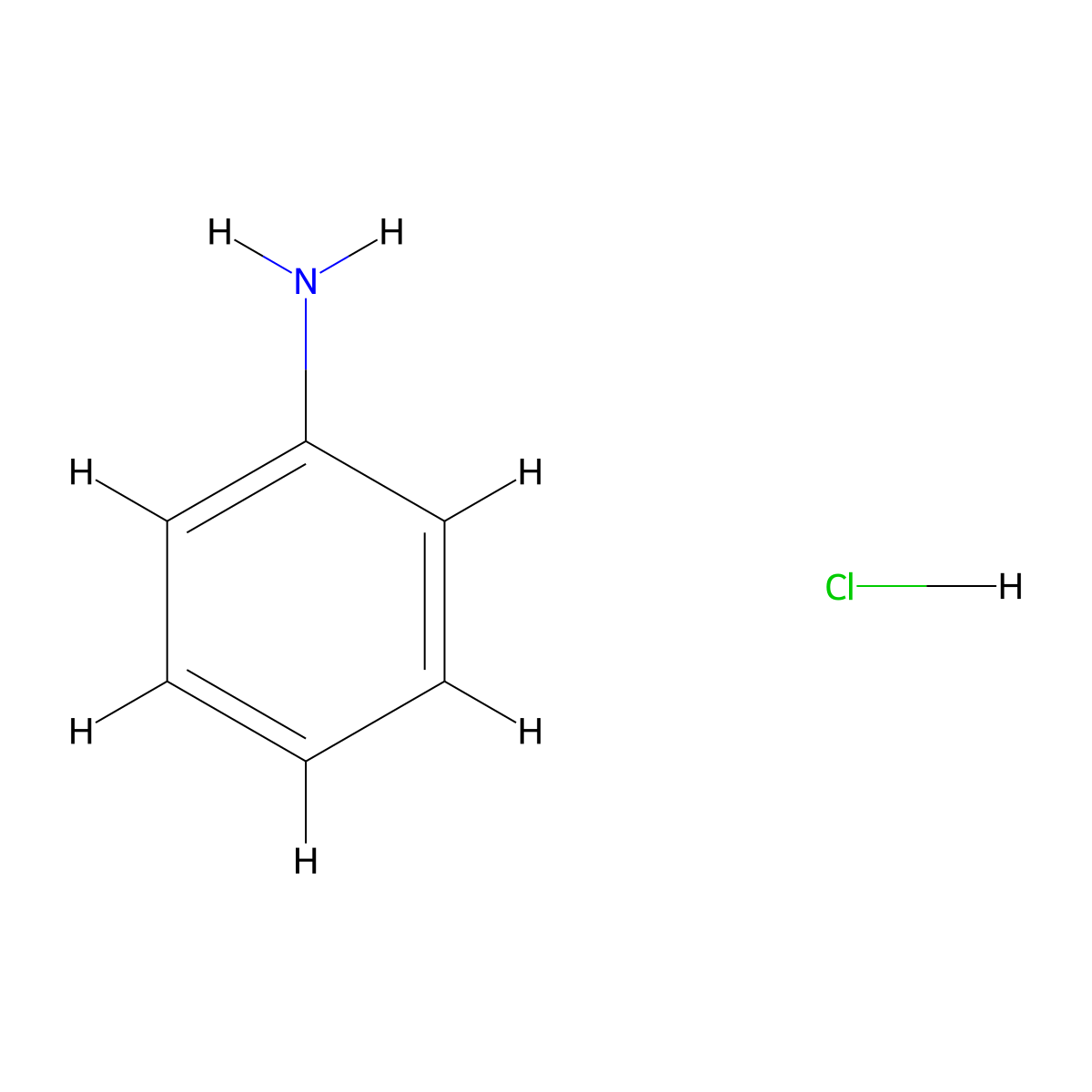 Benzenamine hydrochloride (1:1) molecular structure, CAS 142-04-1